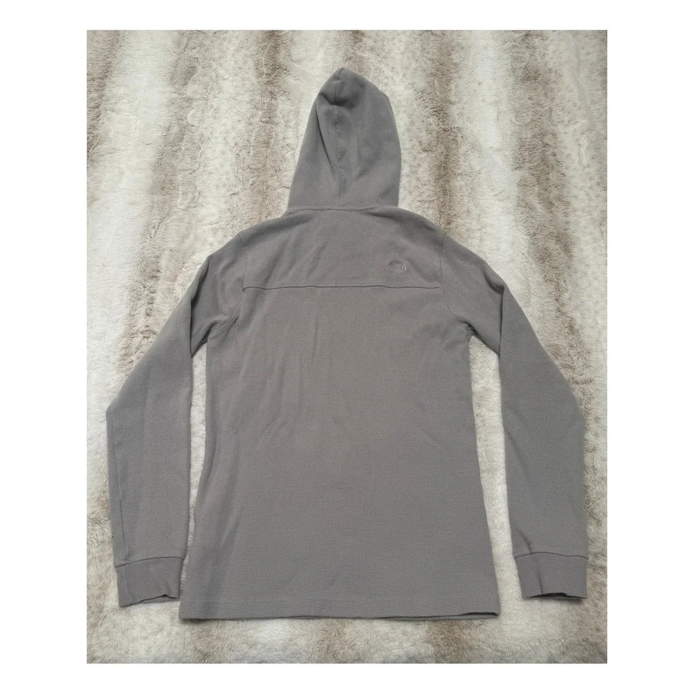 The North Face Waffle Knit Hoodie Mens M Gray Good Thermal Pullover 21x28
